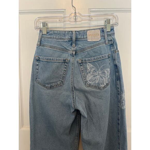 Hollister Women's 25 1R Butterfly Jeans Ultra High Rise Dad Light Wash L31 - Picture 5 of 14
